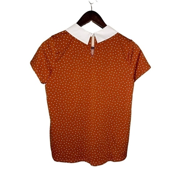 Faith and Joy Los Angeles Polka Dot Jeweled Collar Blouse - Picture 2 of 7